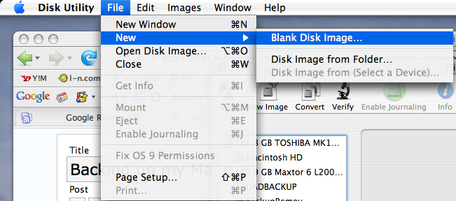 Disk Utility menus