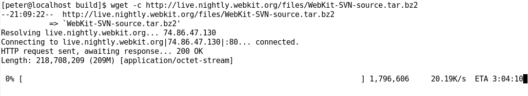 Downloading WebKit progress