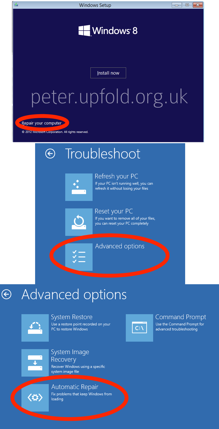 bootrec /fixboot element not found