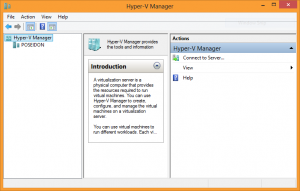 Screenshot of the Hyper-V Manager on Windows 8