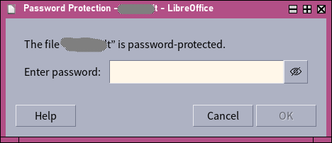 Password protection dialogue box. "The file is password protected" followed by "Enter password".